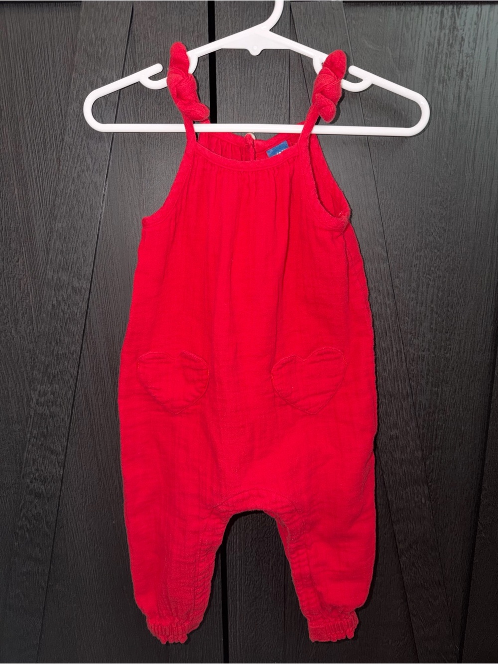 Old Navy Red Girls' One-Piece Romper with Heart Pockets